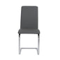 Set of Two Gray and Silver Upholstered Leather Dining Side Chairs