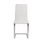 Set of Two White and Silver Upholstered Leather Dining Side Chairs