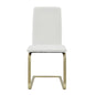 Set of Two White and Gold Upholstered Leather Dining Side Chairs