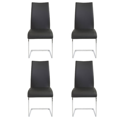 Set of Four Black Faux Faux Leather Long Back Cantilever Chairs