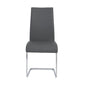 Set of Four Gray and Silver Upholstered Leather Dining Side Chairs