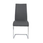 Set of Four Gray and Silver Upholstered Leather Dining Side Chairs