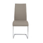 Set of Four Taupe and Silver Upholstered Leather Dining Side Chairs