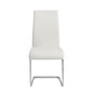 Set of Four White and Silver Upholstered Leather Dining Side Chairs