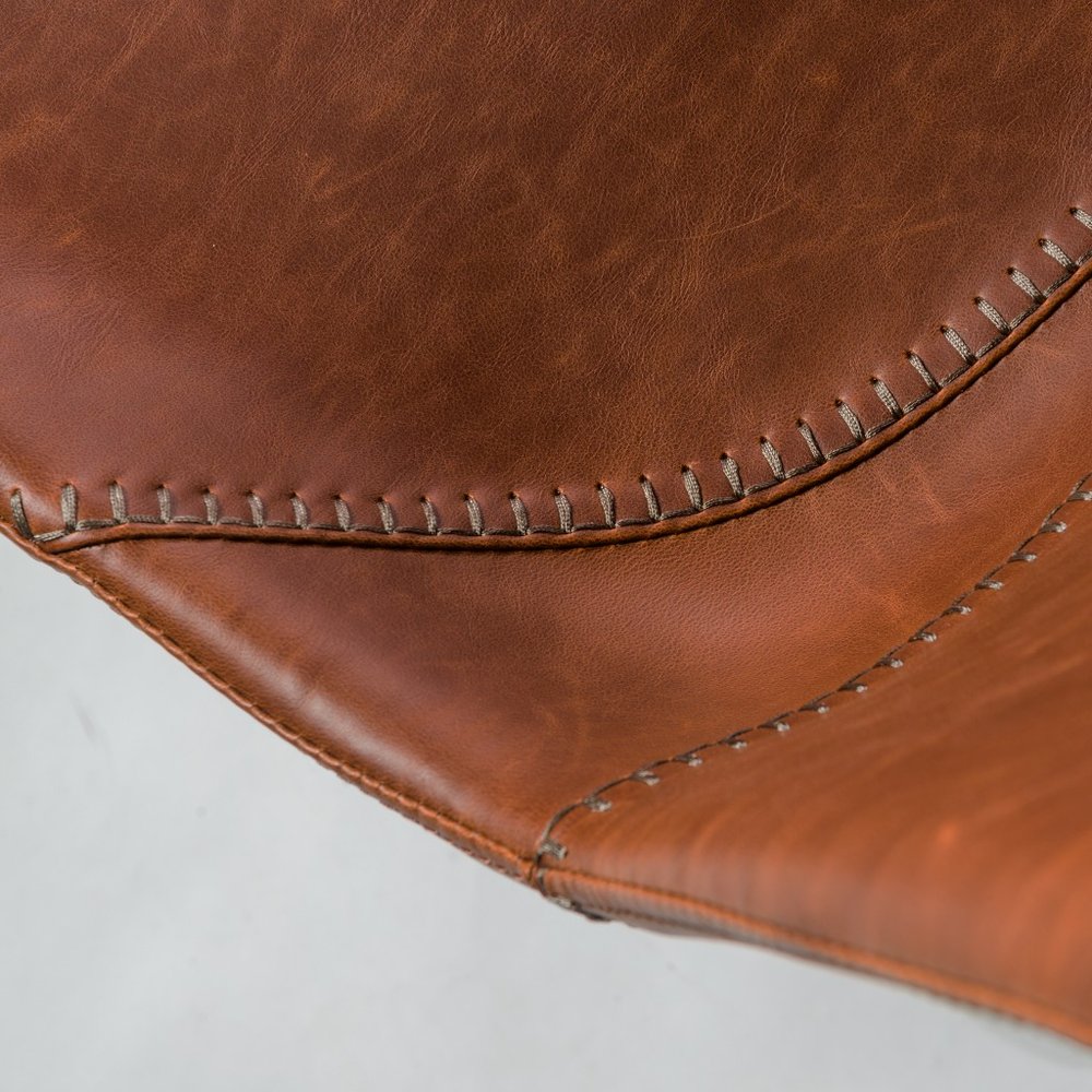 Set of Two Brown and Black Upholstered Leather Dining Side Chairs