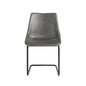 Set of Two Gray and Black Upholstered Leather Dining Side Chairs