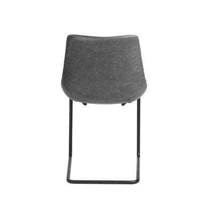 Set of Two Gray and Black Upholstered Leather Dining Side Chairs