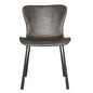 Set of Two Gray and Silver Upholstered Leather Dining Side Chairs