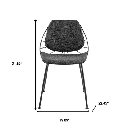 Set of Two Black Upholstered Fabric Dining Side Chairs