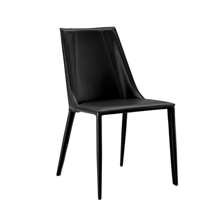 Sleek All Black Faux Leather Dining or Side Chair