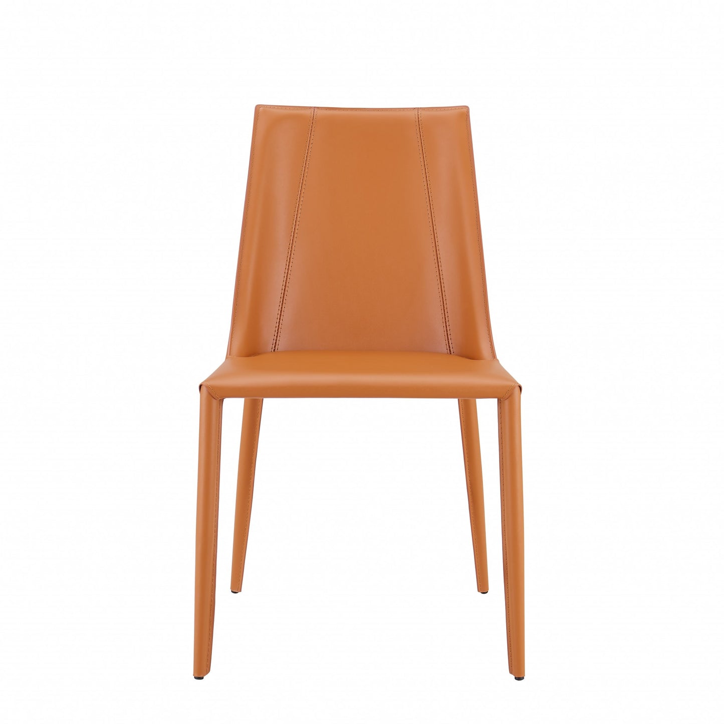 Terra Cotta Upholstered Leather Dining Side Chair