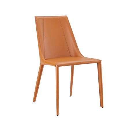 Terra Cotta Upholstered Leather Dining Side Chair