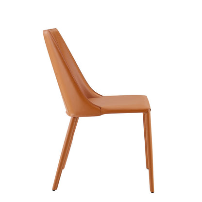 Terra Cotta Upholstered Leather Dining Side Chair