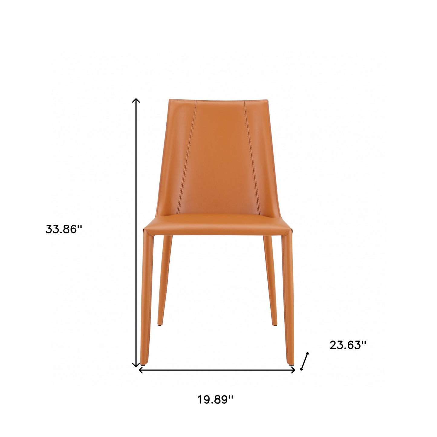 Terra Cotta Upholstered Leather Dining Side Chair