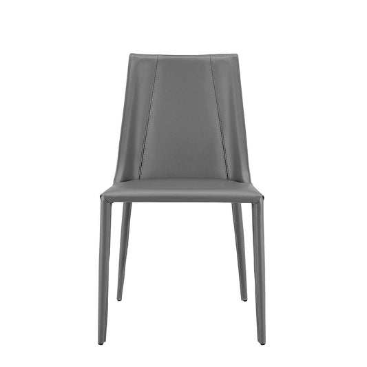 Gray Upholstered Leather Dining Side Chair