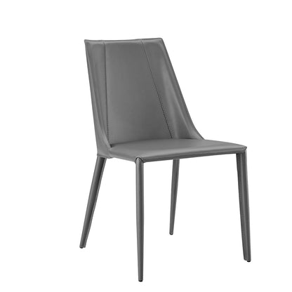 Gray Upholstered Leather Dining Side Chair