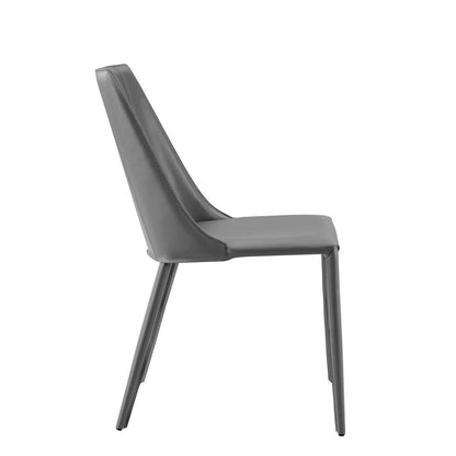 Gray Upholstered Leather Dining Side Chair