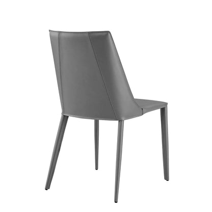 Gray Upholstered Leather Dining Side Chair