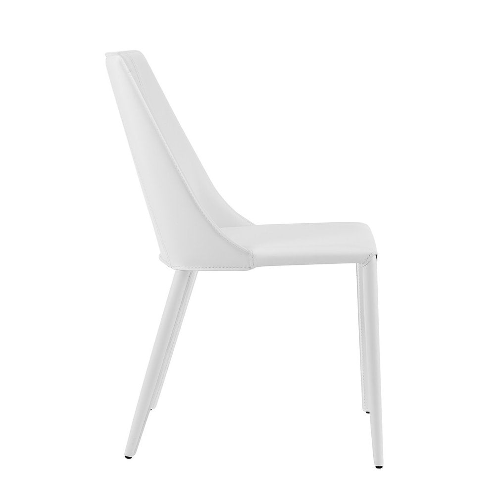 White Upholstered Leather Dining Side Chair