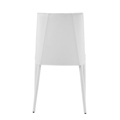 White Upholstered Leather Dining Side Chair