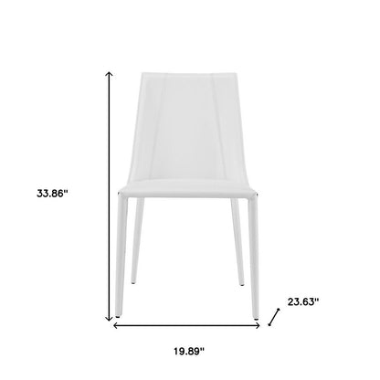 White Upholstered Leather Dining Side Chair