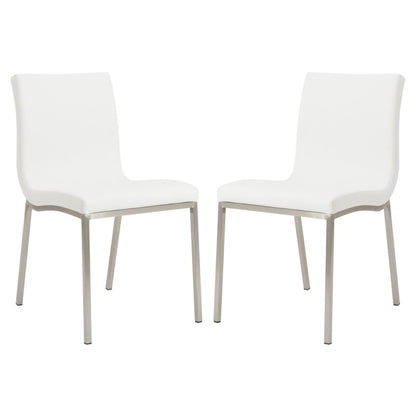 Set of Two Minimalist White Faux Faux Leather Chairs