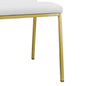 Set of Two White and Gold Upholstered Leather Dining Side Chairs