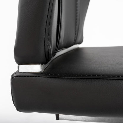 Set of Two Black and Silver Upholstered Leather Dining Side Chairs