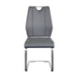 Set of Two Gray and Silver Upholstered Leather Dining Side Chairs