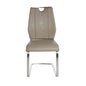 Set of Two Taupe and Silver Upholstered Leather Dining Side Chairs