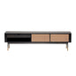 Black Wood and Wicker Media Stand