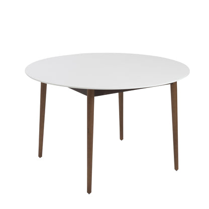 47" White And Brown Rounded Dining Table