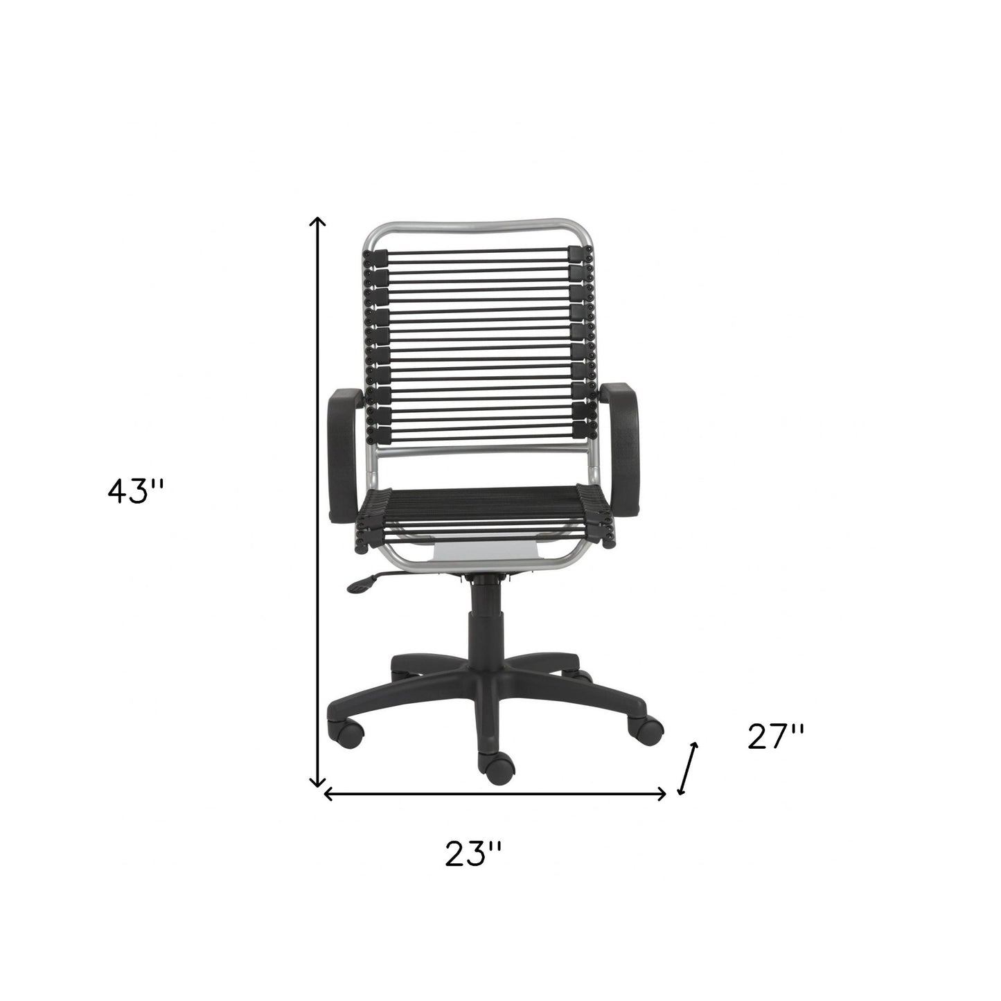 Black and Silver Adjustable Swivel Bungee Rolling Office Chair