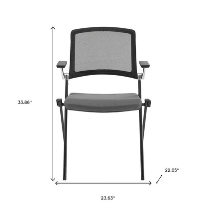 Set of Two Black Gray and Black Mesh Conference Office Chair