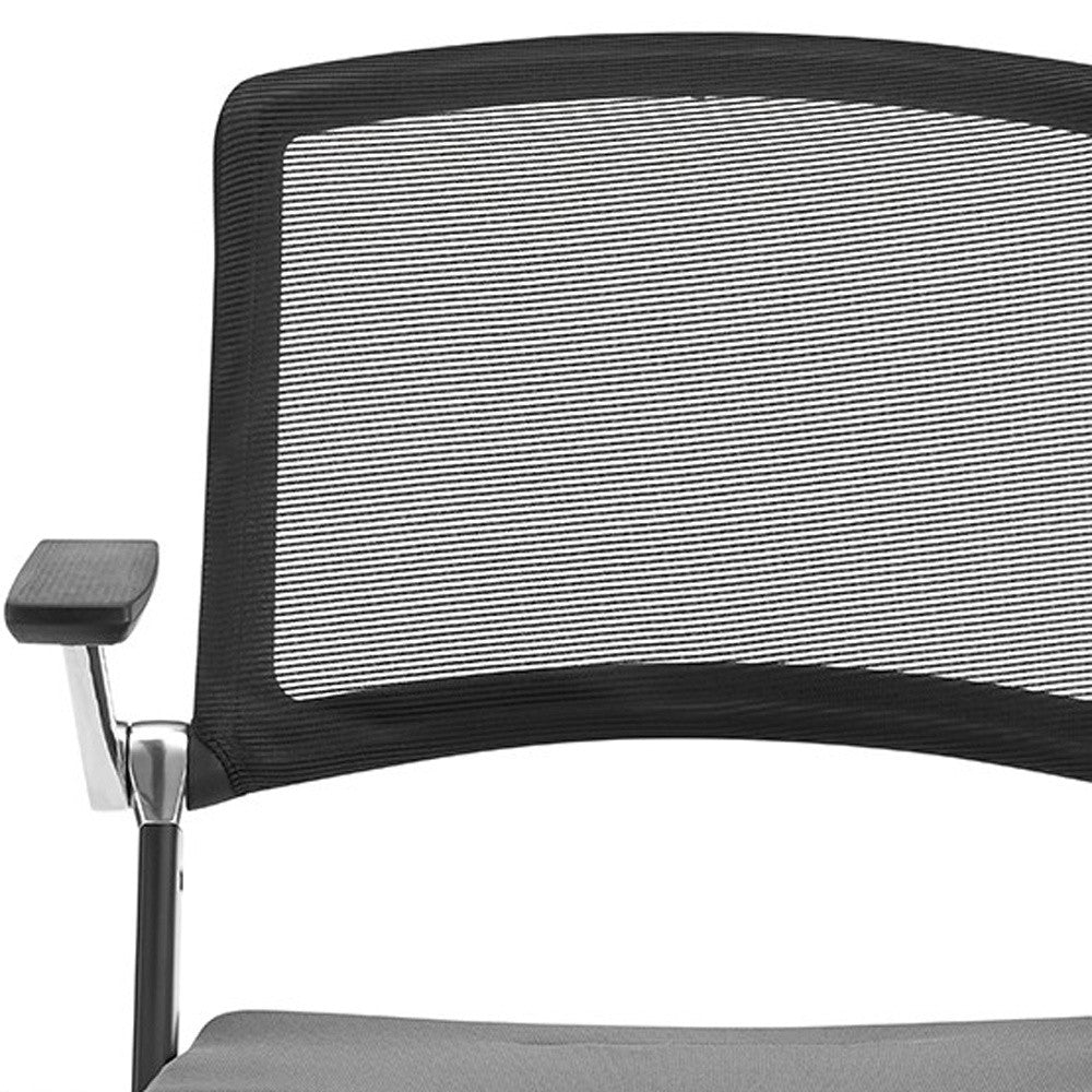 Set of Two Black Gray and Black Mesh Conference Office Chair