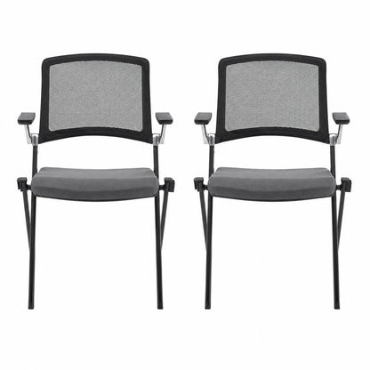 Set of Two Black Gray and Black Mesh Conference Office Chair