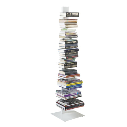 60" White Metal Ten Shelf Modern Tower Bookcase