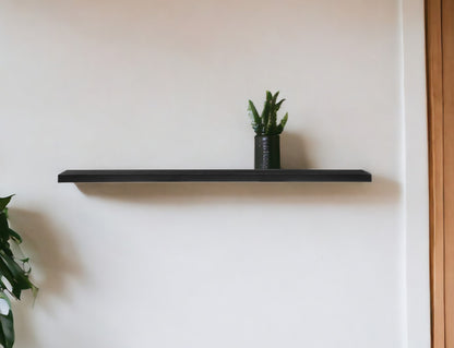 75" Black Wooden Wall Mounted Floating Shelf