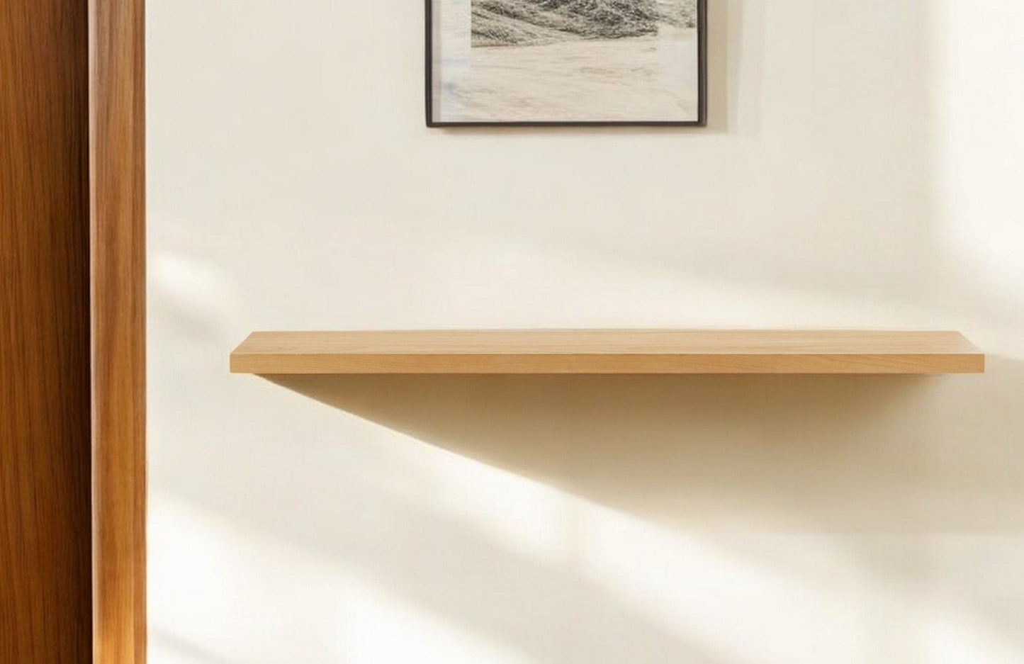 75" Natural Wooden Wall Mounted Floating Shelf