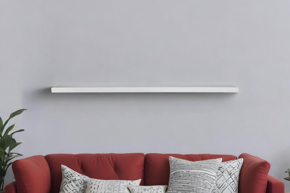 75" White Wooden Wall Mounted Floating Shelf