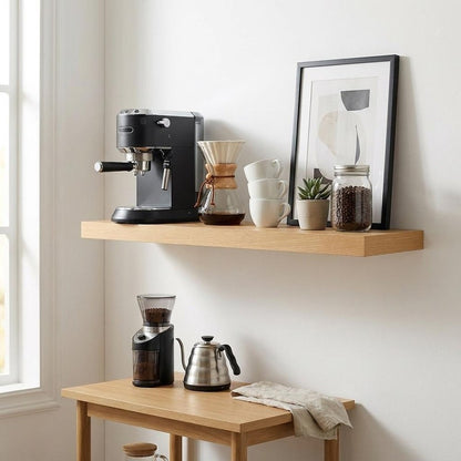 43" Natural Light Brown Wooden Floating Shelf