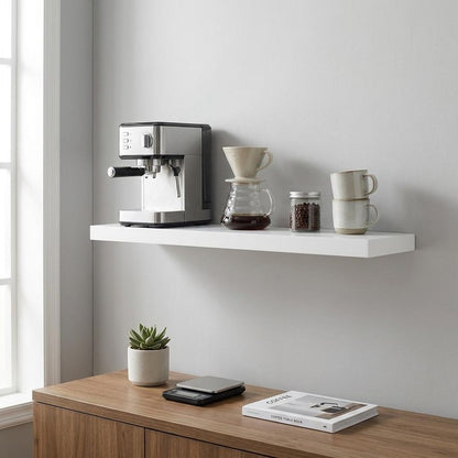43" White Wooden Wall Mounted Floating Shelf