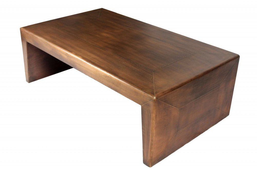 54" Copper Solid Wood and Metal Frame Coffee Table