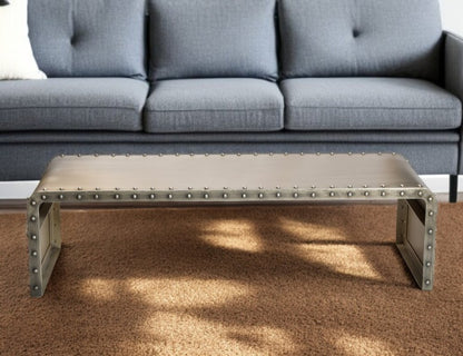 60" Gray Aluminum and Metal Frame Coffee Table
