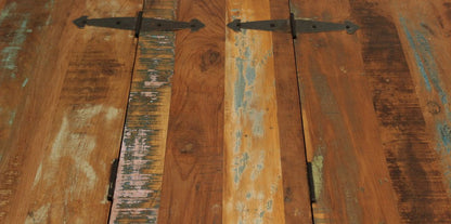 60" Green and Brown Solid Wood Distressed Lift Top Solid Coffee Table