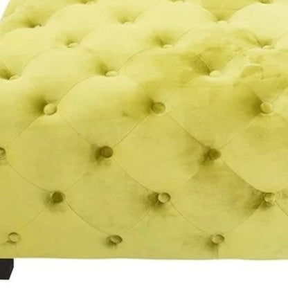 40" Green and Brown Fabric and Solid Wood Square Coffee Table