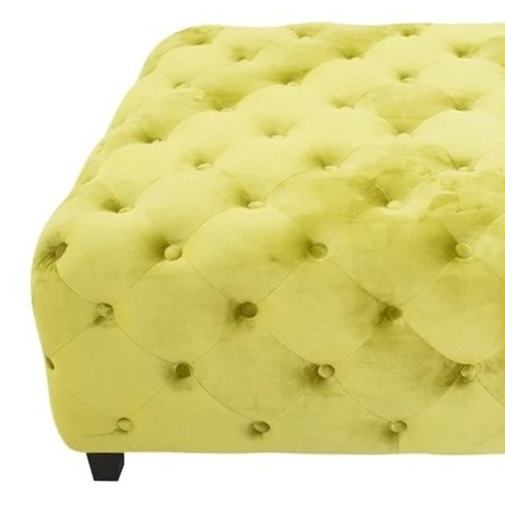 40" Green and Brown Fabric and Solid Wood Square Coffee Table