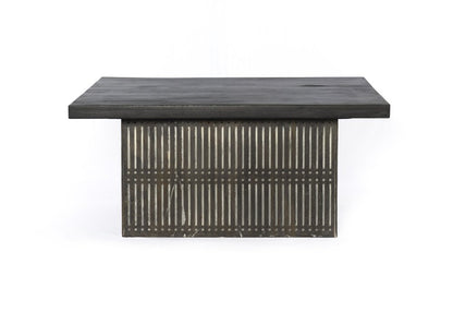 40" Brown Solid Wood Lift Top Pedestal Coffee Table