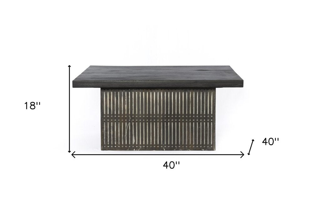 40" Brown Solid Wood Lift Top Pedestal Coffee Table