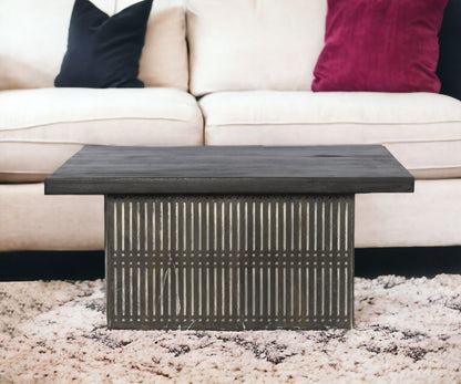 40" Brown Solid Wood Lift Top Pedestal Coffee Table